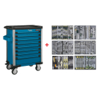 Blue 7-drawer trolley with 286pc tools